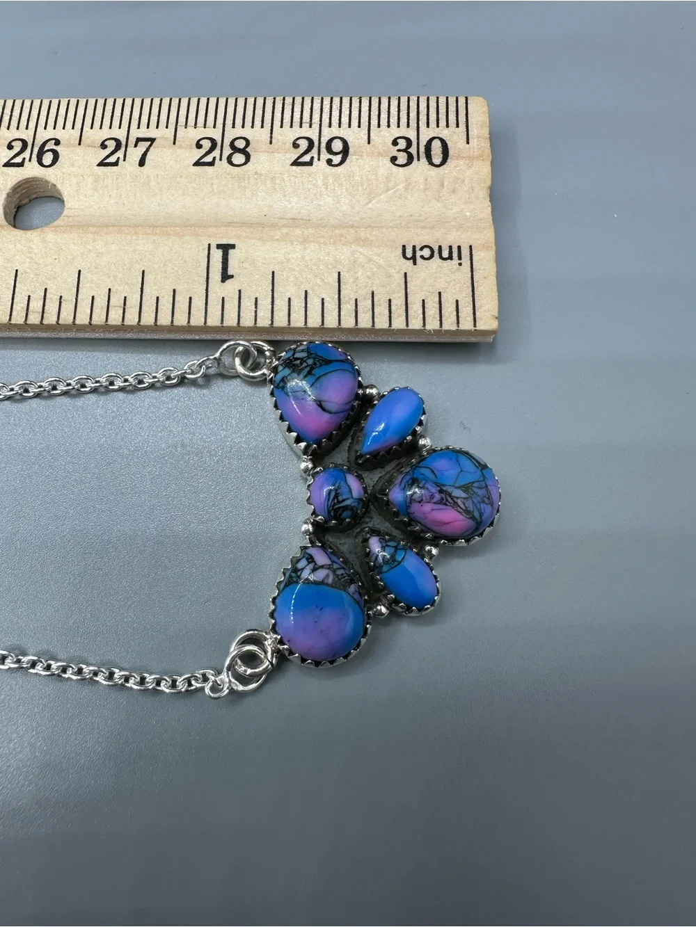 Monarch Dahlia Turquoise 925 Sterling Silver Pendant Cluster Necklace